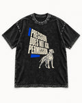 Precision Does Not Ask Permission Boxer Washed Tee in Black, flat lay product photo