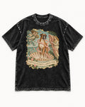 Arrived Without a Dress Code Boxer Classical Collage Washed Tee in Black, flat lay product photo