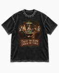 Trust the Hand Under the Table Boxer Poker Graphic Washed Tee in Black, flat lay product photo