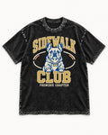 Frenchie Sidewalk Club Chapter Graphic Washed Tee in Black, flat lay product photo