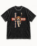 Beagle One Word Missing Washed Tee in Black, flat lay product photo