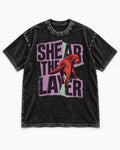 Labrador Retriever Shear the Layer Torn Paper Graphic Washed Tee in Black, flat lay product photo