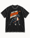 Boxer Keep Your Spark Untrained Washed Tee in Black, flat lay product photo