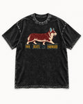 Corgi Four Beats Forward Washed Tee in Black, flat lay product photo