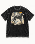 Field Notes for Free Thinkers Collage German Shorthaired Pointer Graphic Washed Tee in Black, flat lay product photo