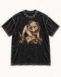 English Bulldog Toy Duty Nutcracker Mice Washed Tee in Black, flat lay product photo