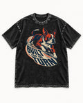 Built for the Turn Boston Terrier Washed Tee in Black, flat lay product photo