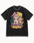 Shih Tzu Forever in Season Botanical Sun Graphic Washed Tee in Black, flat lay product photo