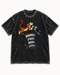 Yorkshire Terrier Bounce First Brief Later Tiger Graphic Washed Tee in Black, flat lay product photo