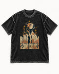 Pitbull Built from Second Chances Kintsugi Graphic Washed Tee in Black, flat lay product photo