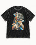 Clarity at Full Volume Boxer Portrait Washed Tee in Black, flat lay product photo