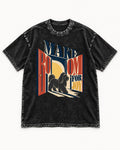 Shih Tzu Make Room for Joy Doorway Graphic Washed Tee in Black, flat lay product photo