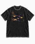 Light Never Waits Boxer Cinema Graphic Washed Tee in Black, flat lay product photo