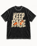 Corgi Keep Pace Running Typographic Graphic Washed Tee in Black, flat lay product photo