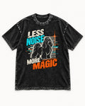Shih Tzu Less Noise More Magic Pop Art Graphic Washed Tee in Black, flat lay product photo