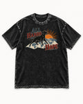 Labrador Retriever All Hands on Hope Map Sunrise Graphic Washed Tee in Black, flat lay product photo