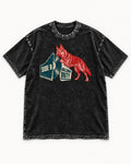 Side B Hallway Duty Vinyl Record German Shepherd Dog Graphic Washed Tee in Black, flat lay product photo