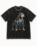 Pitbull Choose Depth Over Image Layered Cutaway Graphic Washed Tee in Black, flat lay product photo