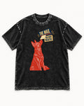 German Shepherd Dog Mail Predicted Graphic Washed Tee in Black, flat lay product photo