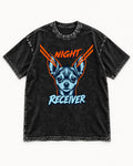 Chihuahua Night Receiver Signal Portrait Graphic Washed Tee in Black, flat lay product photo