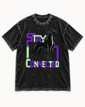 Great Dane Stay Connected Modular Frame Graphic Washed Tee in Black, flat lay product photo