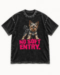 Yorkshire Terrier No Soft Entry Stance Graphic Washed Tee in Black, flat lay product photo