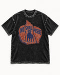 Rottweiler No Small Presence Monument Rock Graphic Washed Tee in Black, flat lay product photo