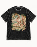 Pitbull Arrived Without a Dress Code Venus Parody Graphic Washed Tee in Black, flat lay product photo