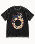 Boston Terrier the Long Way Around Washed Tee in Black, flat lay product photo