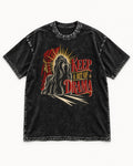 Shih Tzu Keep a Bit of Drama Theater Graphic Washed Tee in Black, flat lay product photo