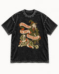 Golden Retriever Thinking in Soft Materials Scarecrow Graphic Washed Tee in Black, flat lay product photo