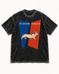 Corgi Put Nothing Between Us Split Panels Washed Tee in Black, flat lay product photo