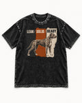 Pitbull Lean Solid Ready Triptych Graphic Washed Tee in Black, flat lay product photo