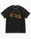 Dachshund No Need To Rush Gauge Graphic Washed Tee in Black, flat lay product photo