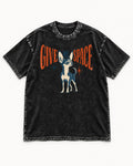 Chihuahua Give Me Space Starburst Graphic Washed Tee in Black, flat lay product photo
