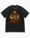 German Shepherd Dog Good Friends Bad Hands Poker Graphic Washed Tee in Black, flat lay product photo
