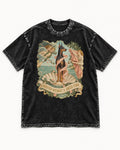 Doberman Arrived Without a Dress Code Renaissance Graphic Washed Tee in Black, flat lay product photo