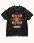 Pomeranian Textile Atlas Compass Rose Graphic Washed Tee in Black, flat lay product photo