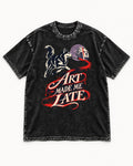 Husky Art Made Me Late Paintbrush Graphic Washed Tee in Black, flat lay product photo