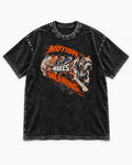 Pitbull Motion Makes Meaning Running Dog Graphic Washed Tee in Black, flat lay product photo