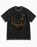 Doberman Form Under Fire Broken Shell Graphic Washed Tee in Black, flat lay product photo