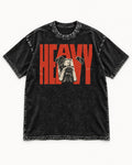 English Bulldog Heavy Stacked Portrait Graphic Washed Tee in Black, flat lay product photo
