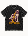 Golden Retriever Coat Logic Grooming Gauge Graphic Washed Tee in Black, flat lay product photo