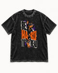 Doberman Be Hard to Read Torn Poster Graphic Washed Tee in Black, flat lay product photo