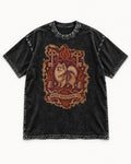 Pomeranian Petite Revolution Ornate Key Emblem Graphic Washed Tee in Black, flat lay product photo