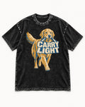 Golden Retriever Carry Light Sign Graphic Washed Tee in Black, flat lay product photo