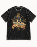 Map of Mischief Boston Terrier Washed Tee in Black, flat lay product photo