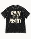 Labrador Retriever Rain Ready Charging Splash Graphic Washed Tee in Black, flat lay product photo