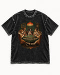Good Friends Bad Hands Boston Terrier Poker Night Washed Tee in Black, flat lay product photo