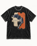 German Shorthaired Pointer Pass Through Wide Ticket Graphic Washed Tee in Black, flat lay product photo